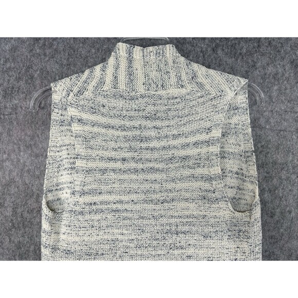 Gap Gray Ivory & Blue Sweater Vest Long Duster Open Cardigan Size M - Picture 7 of 10